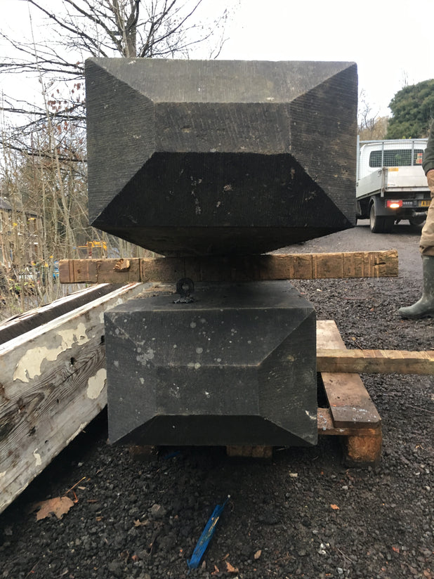 Pair Of Reclaimed Yorkstone Yorkshire Stone Gateposts