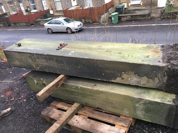 Pair Of Reclaimed Yorkstone Yorkshire Stone Gateposts