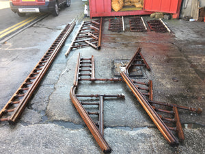 Reclaimed Victorian Mahogany Banister/Stair Rail Cast Iron Inserts 14 Metres