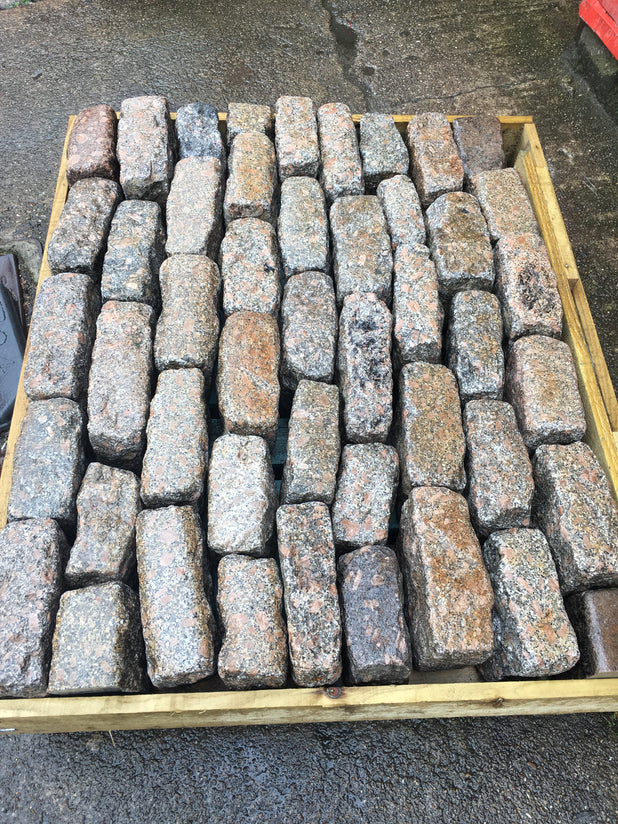 Reclaimed Pink Shap Granite Cobbles-Random Stone Setts